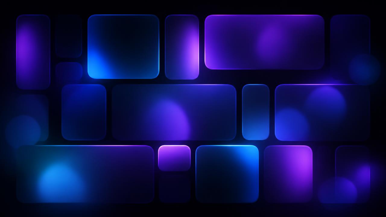 Abstract glowing grid of rounded tiles